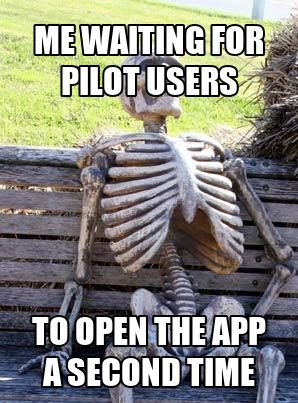 Skeleton waiting on a bench for users to open the app a second time